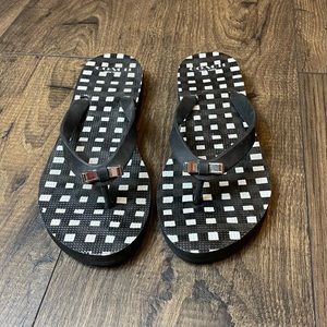 Coach, Black & White Pattern Sandals, Size 7